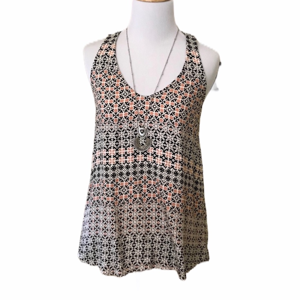 Ella Moss Women’s Pink & Black Racerback Tank Top